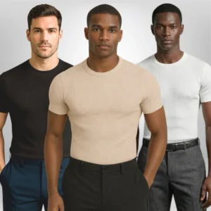 Kit 3 Camisetas Masculina Canelada Americana Slim Algodão Premium Ribana