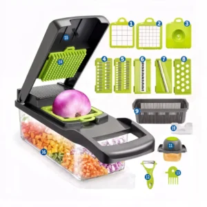 Fatiador de Legumes 16 em 1 Cortador Ralador Picador Multifuncional Cozinha com Lâminas Inox